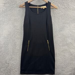 Michael Michael Kors Dress Women's XS Black Sleeveless Gold Zipper Shift Tunic